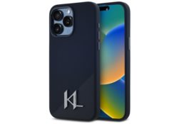 Étui Karl Lagerfeld Silicone Shapourw Metal Initial MagSafe pour iPhone 15 Pro noir KLHMP15LSCMKMPCK