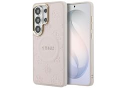 Étui Guess Saffiano Peony Embossed Ring  MagSafe pour Samsung Galaxy S26 Ultra rose GUHMS26LPSAMSECP