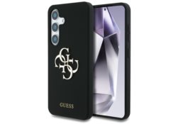 Étui Guess Silicone Big 4G Logo Bottom   Script Samsung Galaxy S25 noir GUHCS25SS4SMDK
