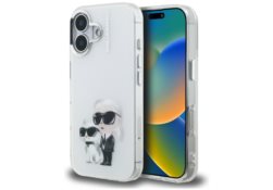 Étui Karl Lagerfeld IML Aquarelle Karl   & Choupette & Logo pour iPhone 16 blanc KLHCP16SHMKCAQH