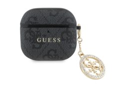 Étui Guess 4G Strass Charm pour AirPods 4  noir GUA4P4E4CDK