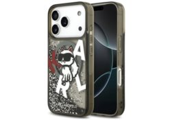 Étui Karl Lagerfeld Liquid Glitter       Choupette Logo MagSafe pour iPhone 17 Pro Max noir KLHMP17XLCHSCTDK