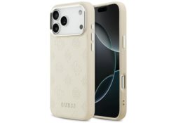 Étui Guess Peony Hot Stamp Script        MagSafe pour iPhone 17 Pro Max beige GUHMP17XPSPOSSSE
