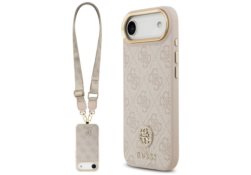 Étui Guess 4G Strass Logo & Big Strap    Metal Buttons MagSafe pour iPhone Air rose GUHMP17MP4G4DCSP