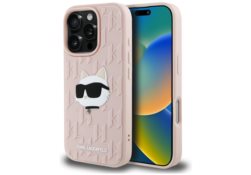 Étui Karl Lagerfeld 3D Rubber Monogram   & Choupette pour iPhone 16 Pro Max rose KLHCP16XRBCCHHKLP