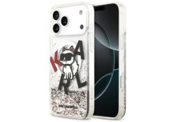 Étui Karl Lagerfeld Liquid Glitter       Choupette Logo MagSafe pour iPhone 17 Pro Max transparent KLHMP17XLCHSCTDT