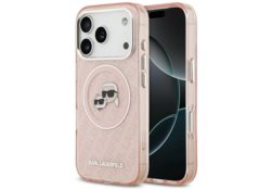 Étui Karl Lagerfeld IML Glitter Karl &   Choupette Heads Logo MagSafe pour iPhone 17 Pro Max rose KLHMP17XHMKBKCHOP