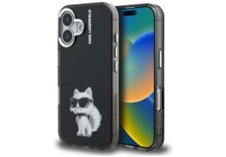 Étui Karl Lagerfeld IML Aquarelle        Choupette & Logo pour iPhone 16 noir KLHCP16SHMCHAQK