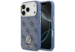 Étui Guess 4G Strass Logo MagSafe pour     iPhone 17 Pro bleu GUHMP17LP4GRMDEB