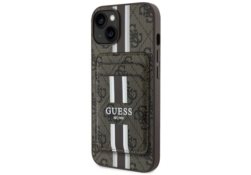 Étui Guess 4G Stripes z portfelem        Magsafe pour iPhone 15 marron GUBPHCP15SP4RPSW