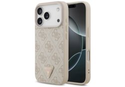 Étui Guess Leather 4G Triangle Strass    MagSafe pour iPhone 17 Pro rose GUHMP17LP4TDPLP