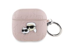Étui Karl Lagerfeld Monogram Karl &      Choupette Head pour AirPods 4 rose KLA4PGKCPP