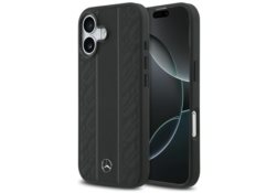 Étui Mercedes Leather Laurel Leaves      Stripes MagSafe pour iPhone 17 noir MEHMP17S25RLDLKH