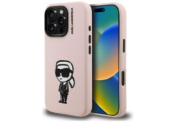 Étui Karl Lagerfeld Silicone Karl Sketch MagSafe pour iPhone 16 Pro rose KLHMP16LSKIGRGP