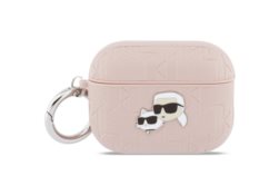 Étui Karl Lagerfeld Monogram Karl &      Choupette Head pour AirPods Pro 3 rose KLAP3PGKCPP