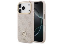 Étui Guess 4G Strass Logo MagSafe pour     iPhone 17 Pro rose GUHMP17LP4GRMDEP