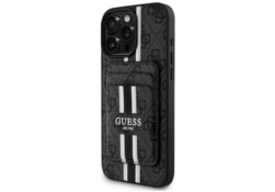 Étui Guess 4G Stripes z portfelem Magsafe pour iPhone 16 Pro Max noir GUBPHCP16XP4RPSK