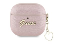 Étui Guess Metallic Script Charm pour      AirPods 4 rose GUA4PGMCSP