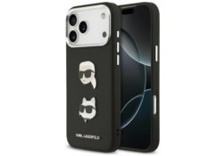 Étui Karl Lagerfeld FW Grained Karl &    Choupette Heads Pins & Logo pour iPhone 17 Pro Max noir KLHCP17XPSFDHPOK