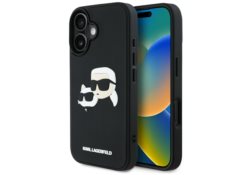 Étui Karl Lagerfeld HC 3D Rubber pouruble  Heads pour iPhone 16 noir KLHCP16SRBCKCHLK