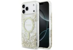 Étui Guess Resin Bottom Glitter MagSafe  pour iPhone 17 Pro Max pourré GUHMP17XRGRGED