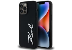 Étui Karl Lagerfeld Silicone Metal       Script Logo pour iPhone 14 Pro Max noir KLHCP14XSCMSMVK