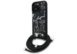 Étui Karl Lagerfeld Crossbody Grained    Pattern & Logo pour iPhone 16 Pro Max noir KLHCP16XPGGRMPCK