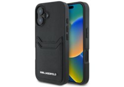Étui Karl Lagerfeld HC Grained PU        Cardslot Metal Elong pour iPhone 16 noir KLHCP16SPKHPORPK