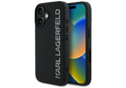 Étui Karl Lagerfeld HC 3D Rubber Elongated Glitter pour iPhone 16 noir KLHCP16SRBKGVCK