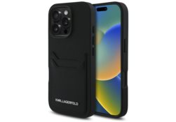 Étui Karl Lagerfeld HC Grained PU        Cardslot Metal Elong pour iPhone 16 Pro noir KLHCP16LPKHPORPK