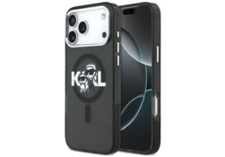 Étui Karl Lagerfeld IML Glitter Karl &   Choupette Sketch Logo MagSafe pour iPhone 17 Pro Max noir KLHMP17XHGKCGKBK