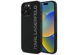 Étui Karl Lagerfeld HC 3D Rubber Elongated Glitter pour iPhone 16 Pro Max noir KLHCP16XRBKGVCK