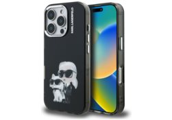 Étui Karl Lagerfeld IML Aquarelle Karl   & Choupette & Logo pour iPhone 16 Pro Max noir KLHCP16XHMKCAQK