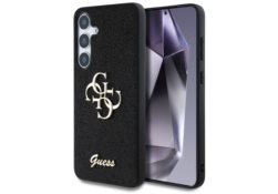 Étui Guess Fixed Glitter Big 4G Metal    Logo pour Samsung Galaxy S25 noir GUHCS25SHG4SGK