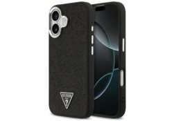 Étui Guess Glitter Triangle Logo MagSafe pour iPhone 17 noir GUHMP17SPFGTSCMK