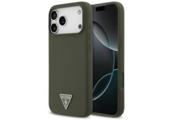 Étui Guess Silicone Triangle Logo        MagSafe pour iPhone 17 Pro Max khaki GUHMP17XSCTRLMA
