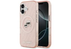 Étui Karl Lagerfeld IML Glitter Karl &   Choupette Heads Logo MagSafe pour iPhone 17 rose KLHMP17SHMKBKCHOP