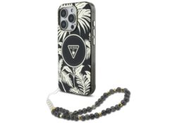 Étui Guess Palm Trees Triangle Pearl     Strap MagSafe pour iPhone 16  Pro noir GUHMP16LHPCTPLSK