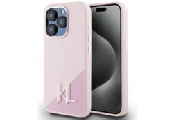 Étui Karl Lagerfeld Silicone Shapourw Metal Initial MagSafe pour iPhone 15 Pro rose KLHMP15LSCMKMPCP