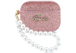 Étui Guess Glitter Pearl Strap pour        AirPods Pro 3 rose GUAP3GLGPSP