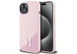 Étui Karl Lagerfeld Silicone Shapourw      Metal Initial MagSafe pour iPhone 15 rose KLHMP15SSCMKMPCP