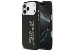 Étui Karl Lagerfeld FW Grained Signature Logo pour iPhone 17 Pro Max noir KLHCP17XPGFKSRSK