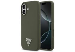 Étui Guess Silicone Triangle Logo        MagSafe pour iPhone 17 khaki GUHMP17SSCTRLMA