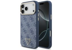 Étui Guess 4G Triangle Logo MagSafe pour   iPhone 17 Pro Max bleu pourré GUHMP17XP4GTDGMB