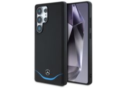 Étui Mercedes Leather Contrasted Blue    Horizontal Curve MagSafe pour Samsung Galaxy S25 Ultra noir MEHMS25L24RBIBK