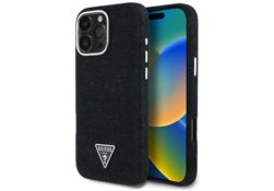 Étui Guess Denim Triangle Logo MagSafe   pour iPhone 16 Pro Max noir GUHMP16XRJFWTLK