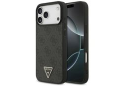 Étui Guess Leather 4G Triangle Strass    MagSafe pour iPhone 17 Pro Max noir GUHMP17XP4TDPLK
