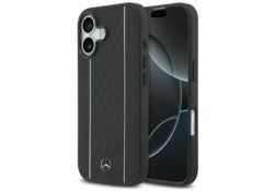 Étui Mercedes Leather Star Pattern       Stripes MagSafe pour iPhone 17 noir MEHMP17S25RPSLKH