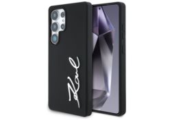 Étui Karl Lagerfeld Silicone Metal       Signature Logo pour Samsung Galaxy S25 Ultra noir KLHCS25LSCMSMVK