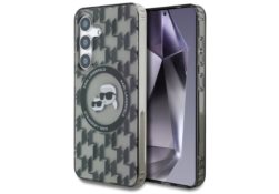 Étui Karl Lagerfeld Button               Karl&Choupette Heads On KL Pattern MagSafe pour Samsung Galaxy S25 noir KLHMS25SHMCKMHK